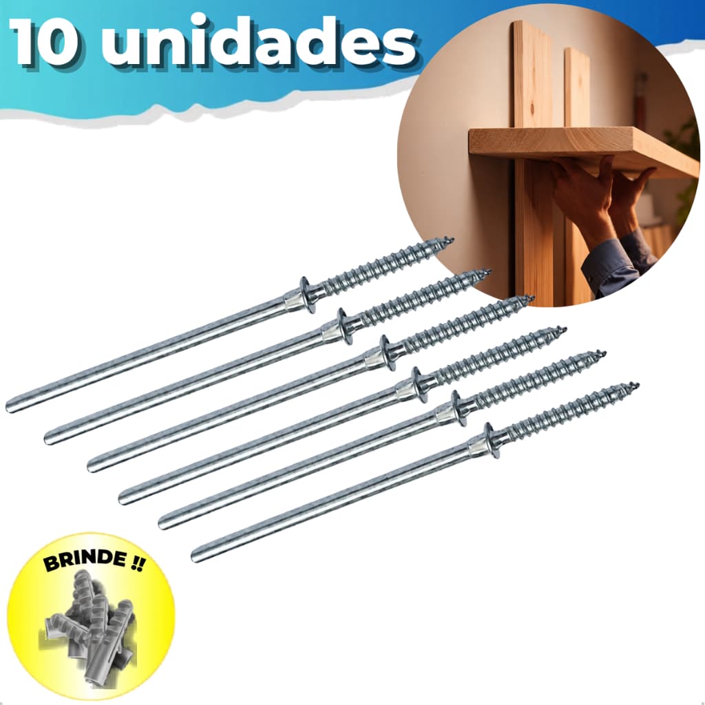 Kit 10 Suporte Invisível Para Prateleiras de Parede Estilo Flutuante + Bucha Grátis