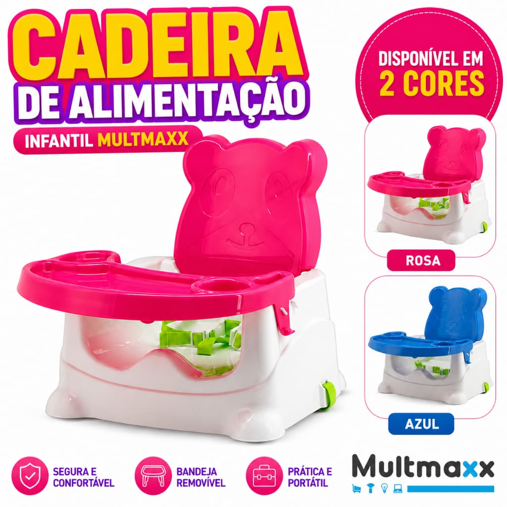 Cadeirinha de Alimentação Portatil Cadeira Infantil Bandeja Removível Assento Cadeirão BLW