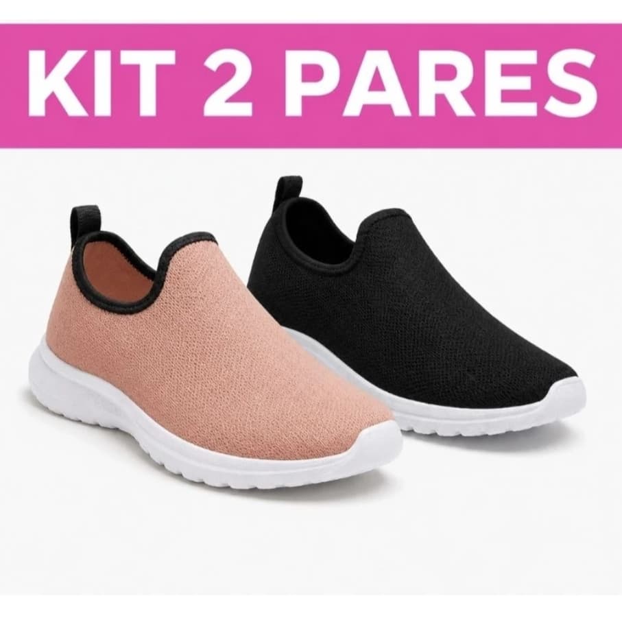Kit 2 Pares Tenis Feminino Meia Esportivo Academia Confortavel Macio Leve Corrida Antiderrapante