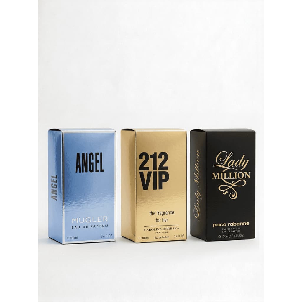 Kit De 03 Perfumes Masculinos e Femininos 100ml Eau De Parfum EDP Importados Linha Premium Cheiro Duradouro Alta Fixação