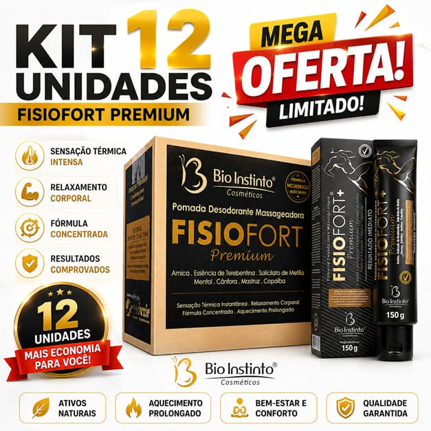 12 UND Pomada Fisiofort Premium Massageadora Atleta Academia Alivio Dores Musculares Original 150gr