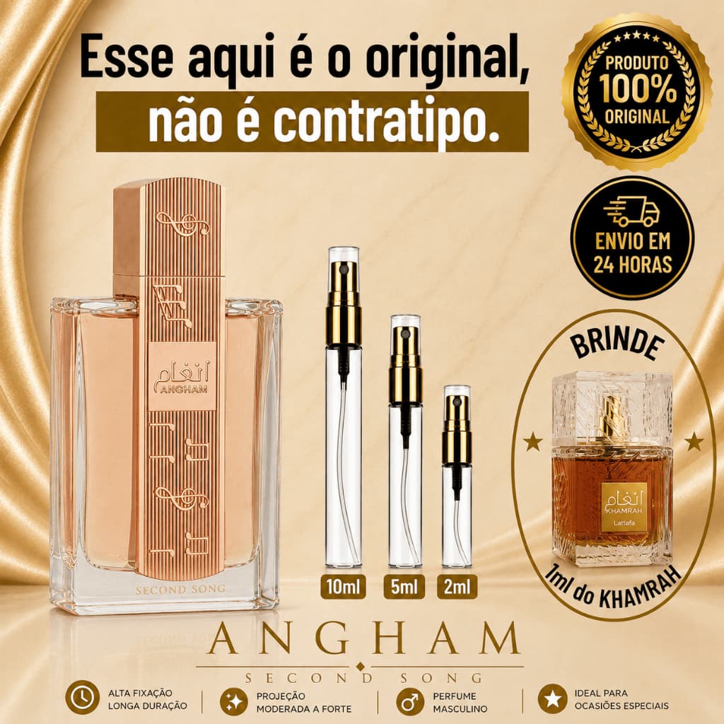 Angham Perfume Árabe Feminino  - 100% ORIGINAL - Importado - Alta Fixação - Alta Projeção - Baunilha / Doce / Oriental