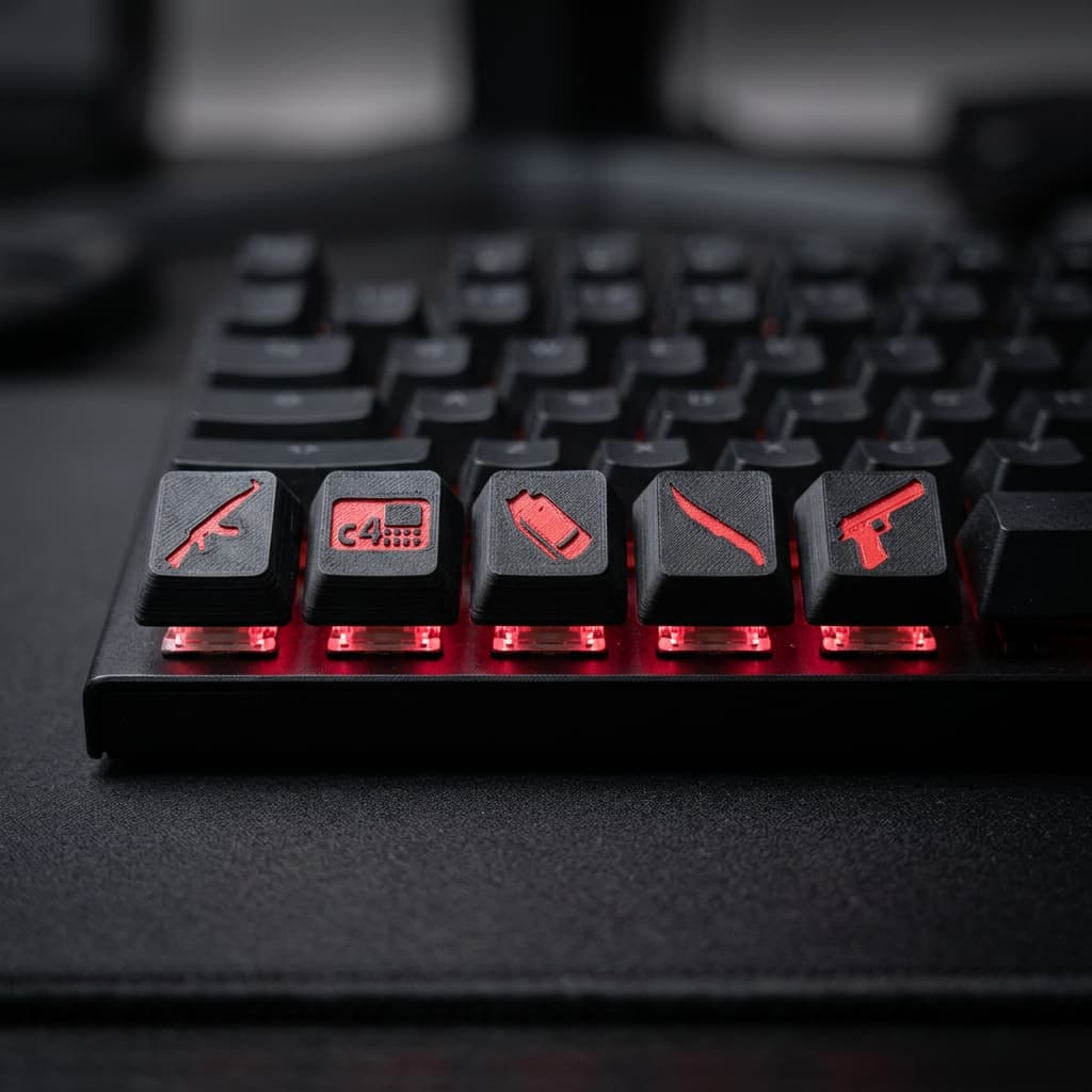 Kit Keycap Counter Strike para Teclado Mecânico Gamer | Set de Teclas Temático CS/CSGO | Compatível Switches Mecânicos