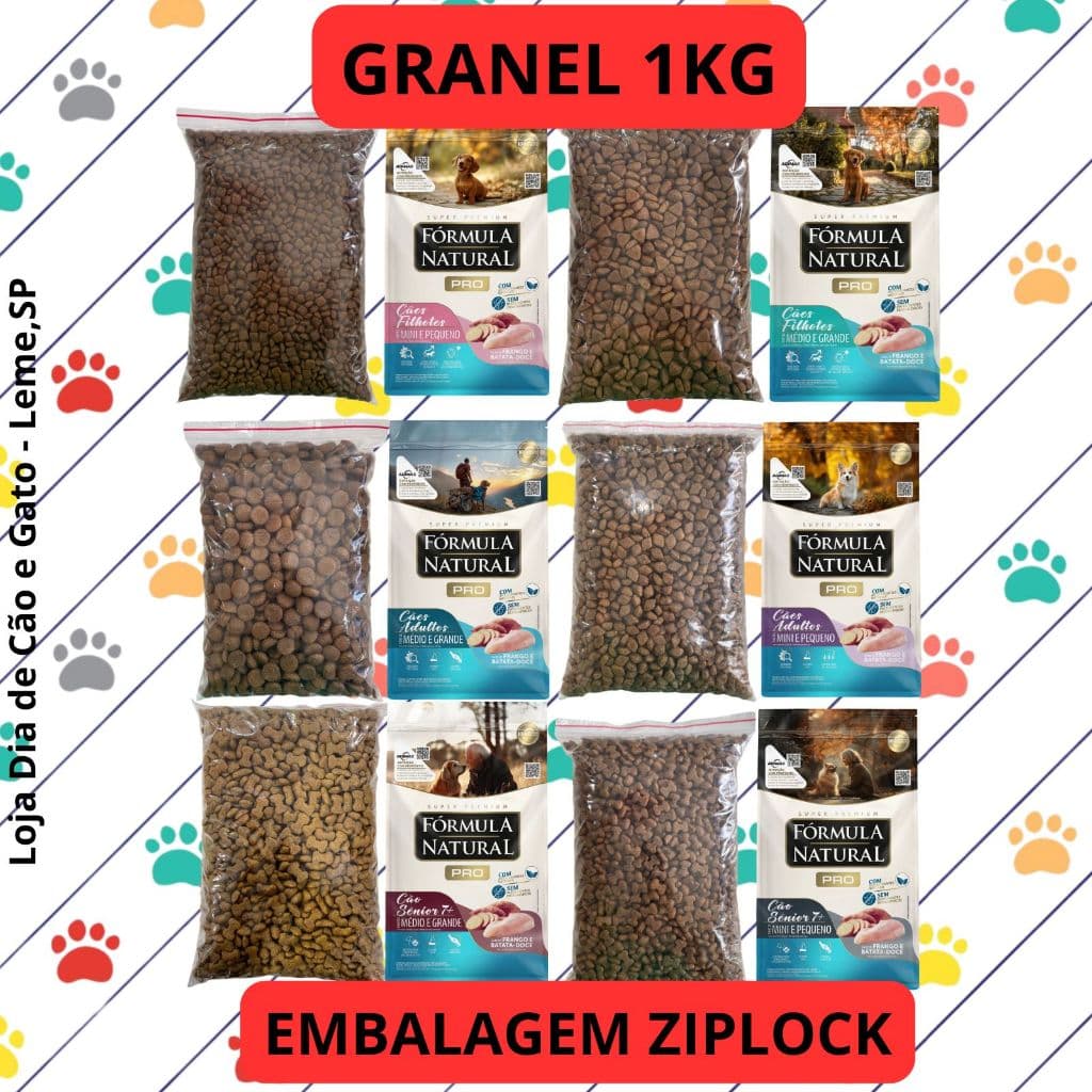 GRANEL 1KG - Fórmula Natural Pro Cachorros Filhotes, Adultos e Sênior
