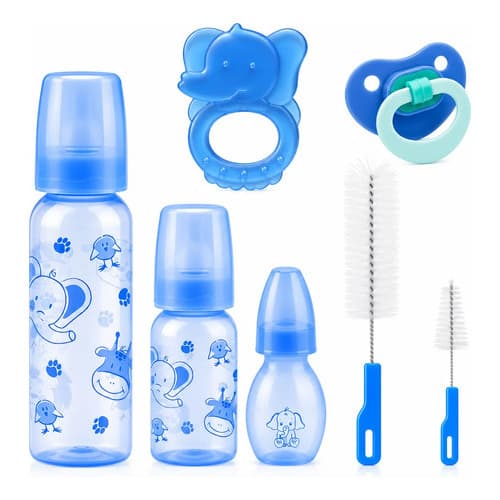 Kit 7 Peças Para Bebê 3 Mamadeiras + 2 Escovas + Mordedor + Chupeta bico Orto