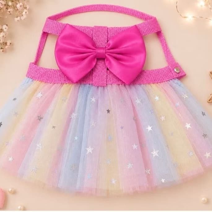 COLEIRA PEITORAL SAIA E COM VESTIDO ROUPA PET CÃES FÊMEA - COM opção de GUIA REMOVÍVEL