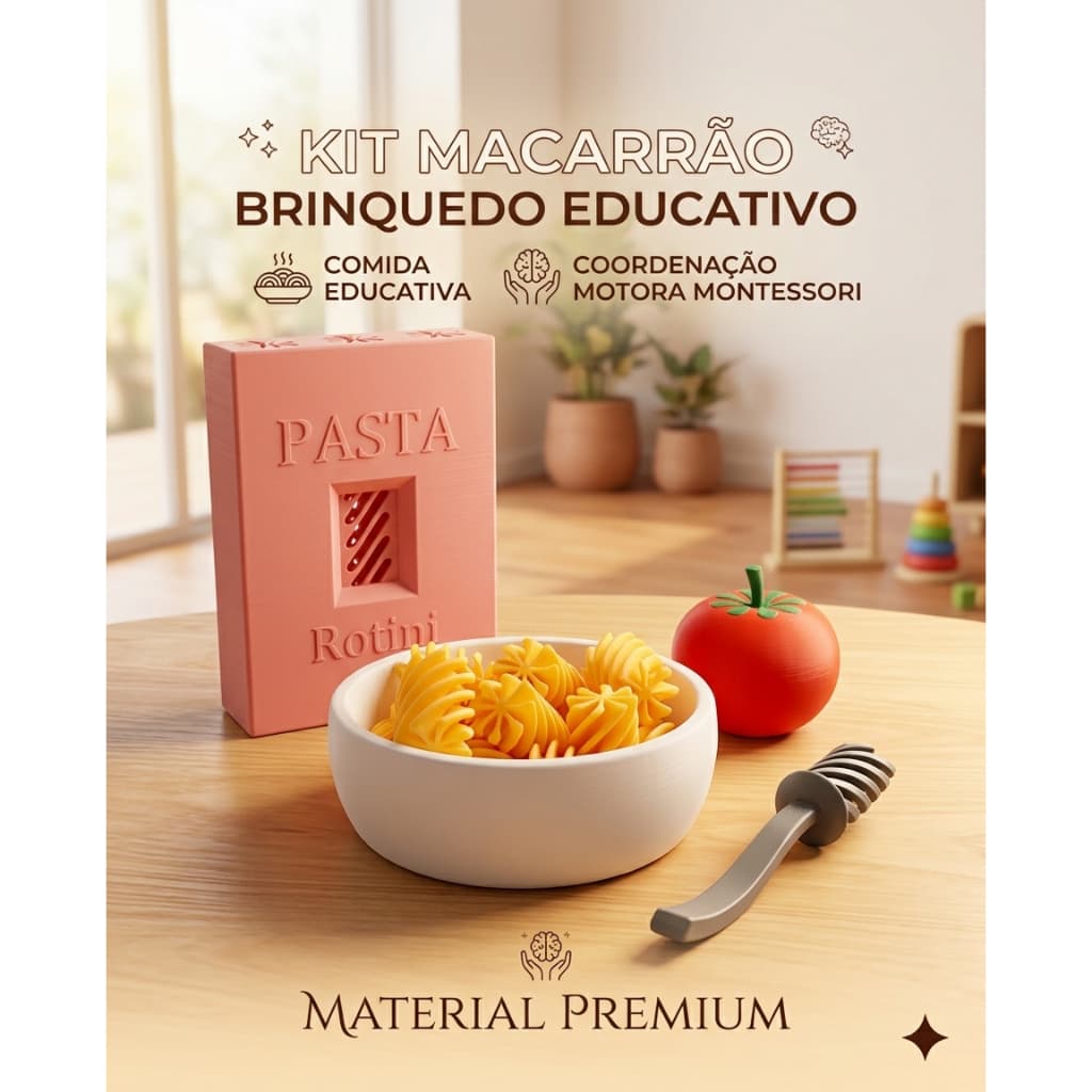Kit Macarrão Brinquedo Educativo | Comida educativa - Coordenação Motora Montessori Material Premium