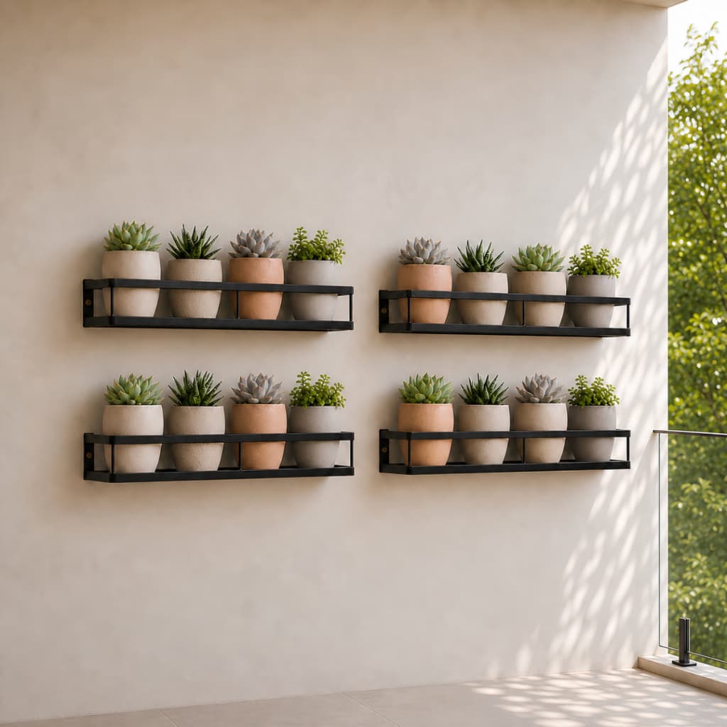 Kit 4 Suporte Porta Vaso de Planta Parede Prateleira de Aço Floreira Jardim