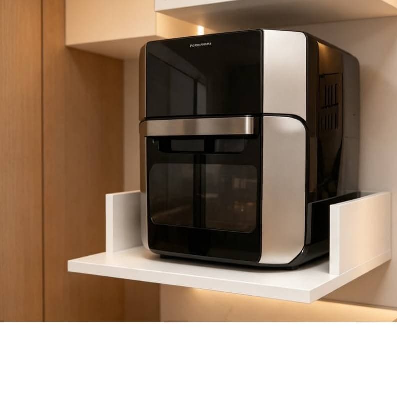 Suporte de Parede para Air Fryer MDF BRANCO 50X40cm prateleira organizadora de parede para cozinha
