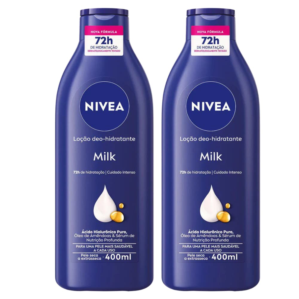 Kit Hidratante Nivea Milk 400ml cada Pele Seca a Extrasseca