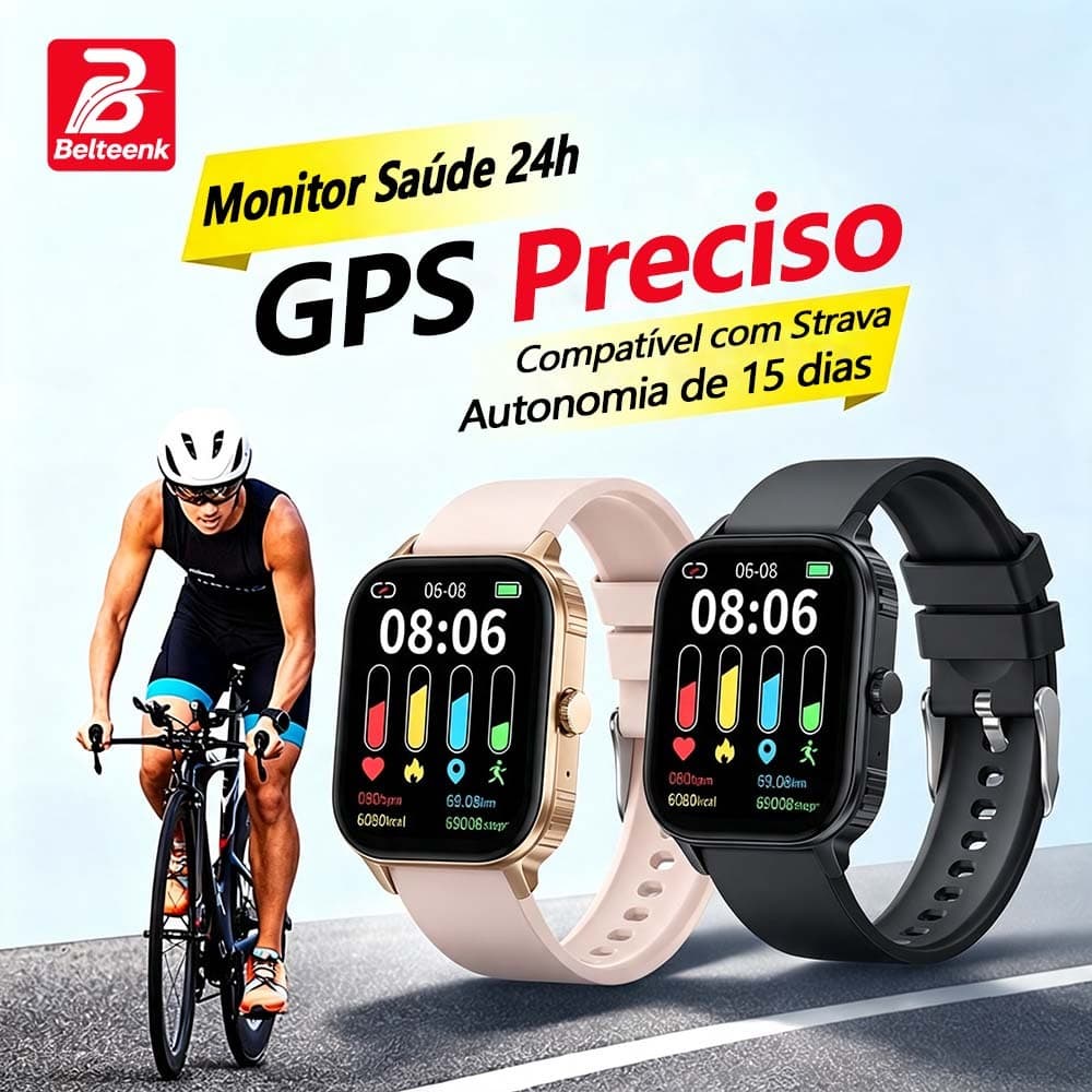 Smartwatch Relógio inteligente Belteenk JU105 2.04'HD 1000mAh Bateria IP68 à Prova de água GPS Compatível com Strava