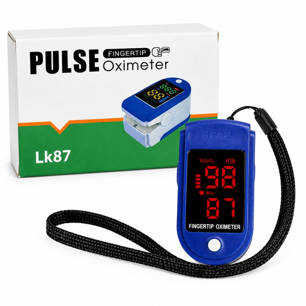 Oxímetro Digital de Dedo Portátil Medidor de Saturação SpO2 e Batimento Cardíaco Display LED