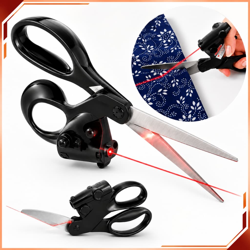 Tesoura com Guia Laser 20cm Corte Preciso para Costura Patchwork Artesanato Tecido Papel e Feltro