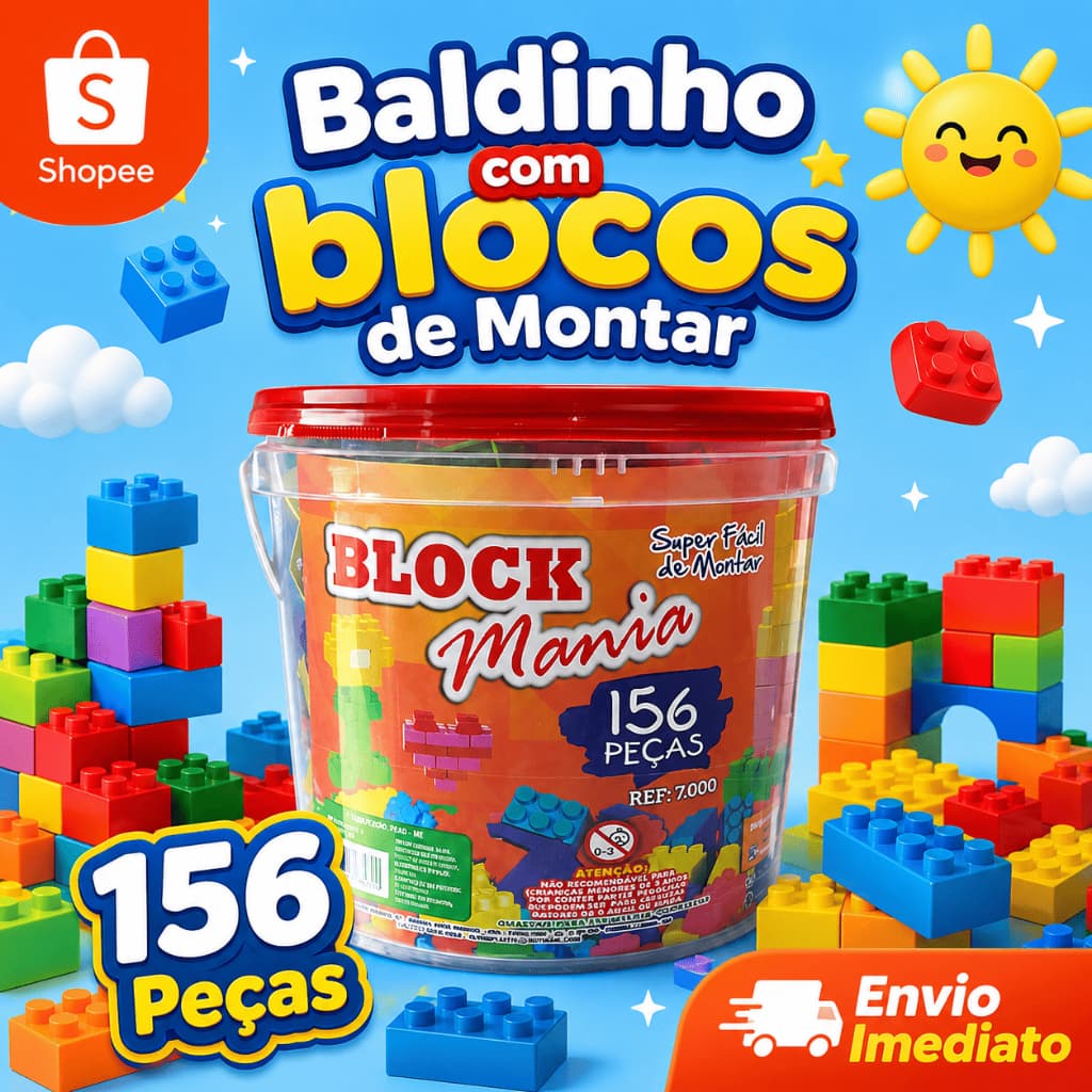 Bloco De Montar Infantil 156 Peças Brinquedos Educativos Pedagogicos 3 anos Brinquedo Presente Infantil Dia das Crianças