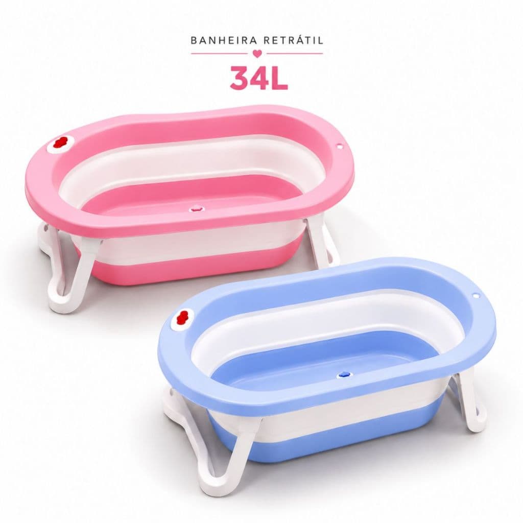 Banheira Retrátil Dobrável Para Bebê 34 Litros Em Silicone