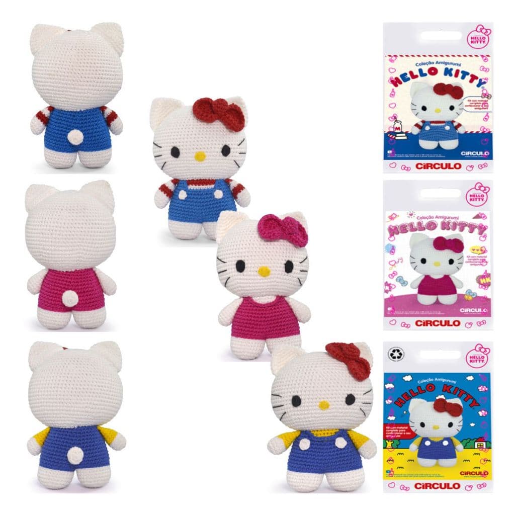 Kit Amigurumi Hello Kitty Coleção Personagem Círculo Crochê Faça Você Mesmo