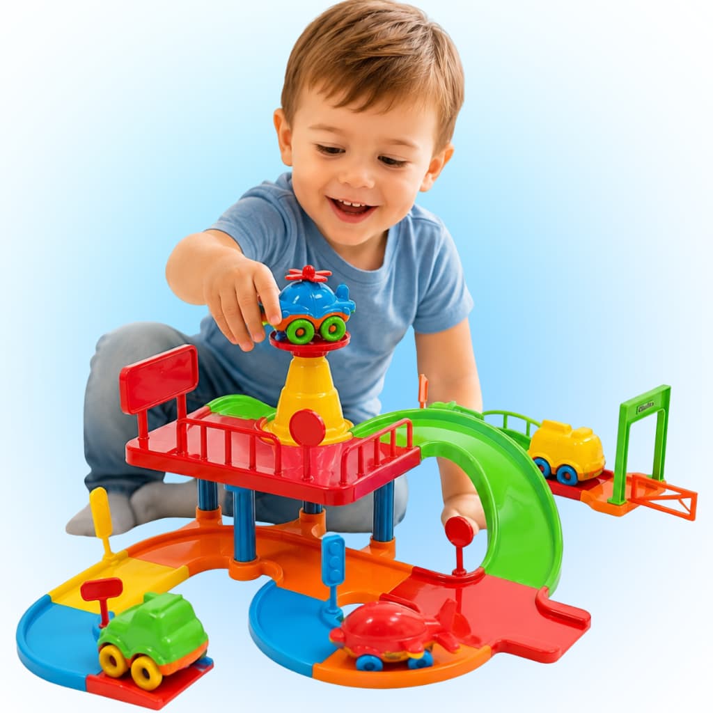 Brinquedo Infantil Pista Corrida De Carrinho Miniatura Baby acompanha carrnhos colorido presente
