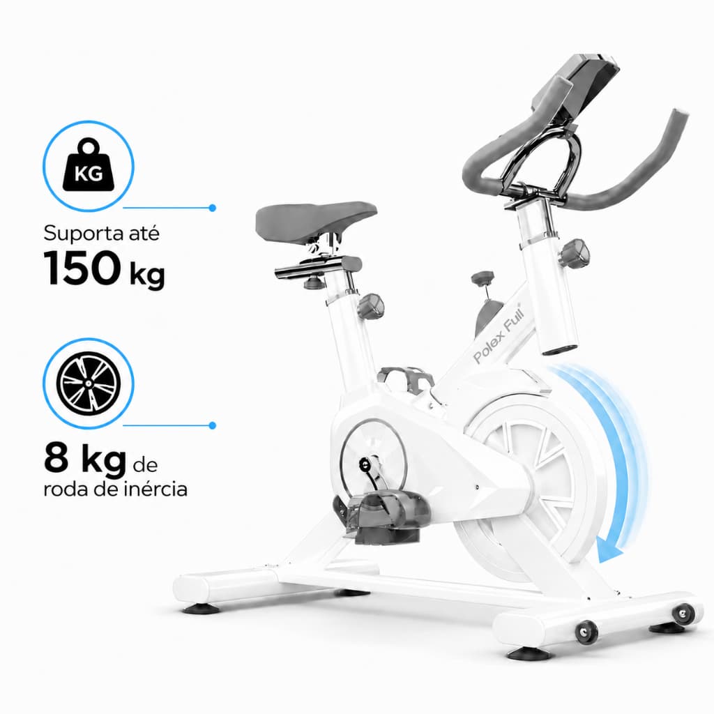 Bicicleta Ergométrica 8Kg Roda De Inércia Academia Spinning - Suporta até 150kg - Polex Full