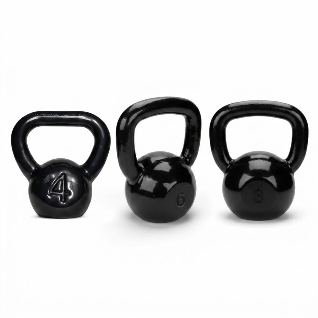 Kit Kettlebell Emborrachado Henvifer 4, 6 e 8 kg para Musculação e Treino Funcional