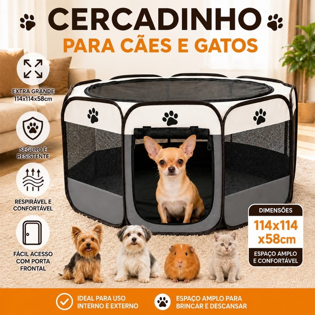 Casinha Pet Resistente | Portátil Dobrável Grande 114x114x58cm para Cães e Gatos