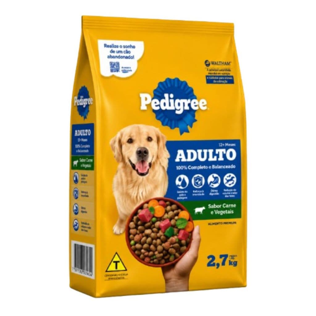 Ração Pedigree para Cachorro Adulto Carne Vegetais 2,7kg