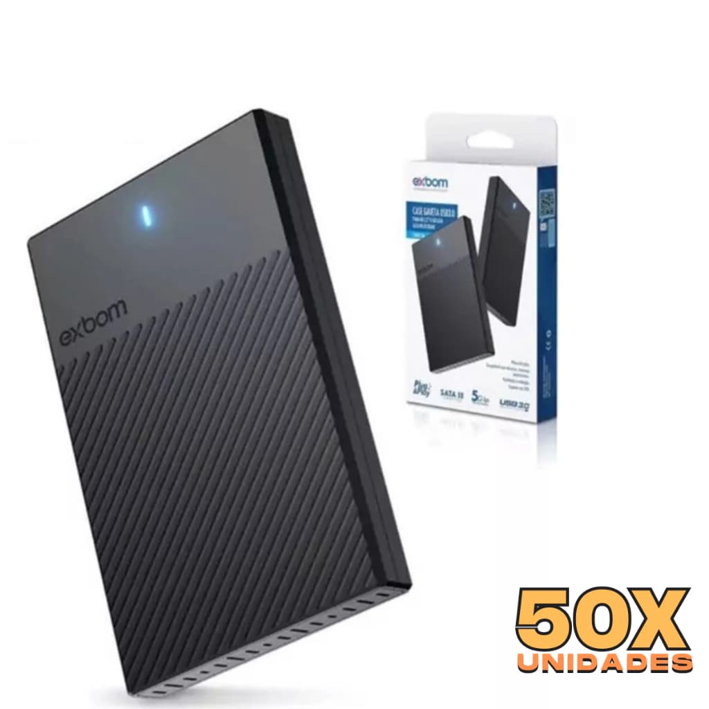 Kit 50 Case Externo USB-C 3.0 Hd 2.5 Ssd E Sata 3 Até 5tb Led - CGHD-36