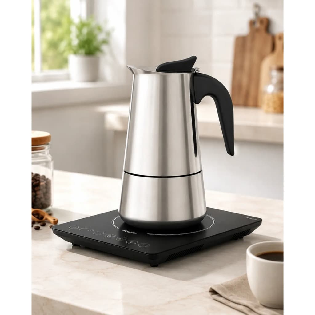 Cafeteira Italiana Tramontina Aço Inox 350 ml Fundo Triplo para Fogão de Indução Gás e Elétrico Café Expresso Moka
