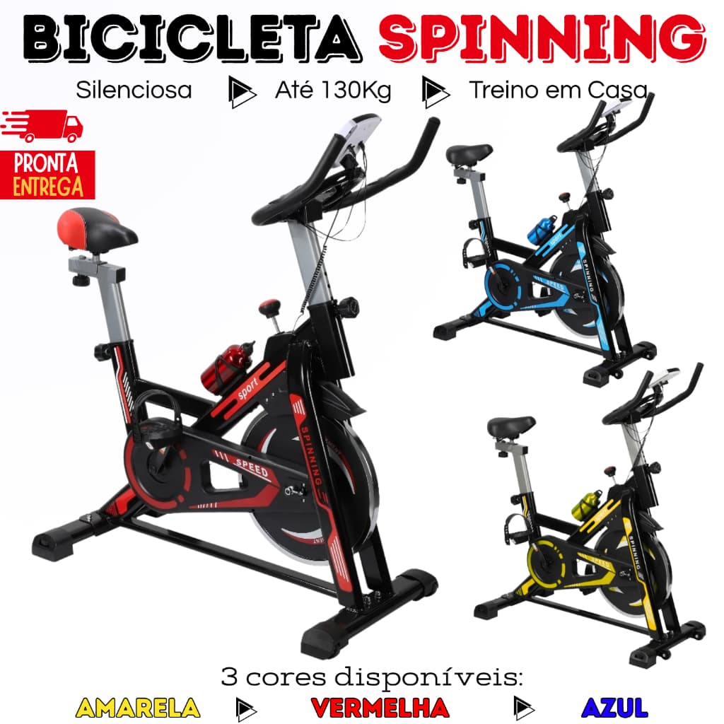 Bicicleta Bike Ergométrica Spinning Academia  Fitness Profissional Monitor até 130kg 1.95m
