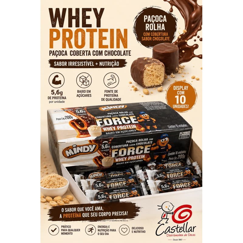 Whey Protein Paçoca Rolha c/ Chocolate Display com 10 unid