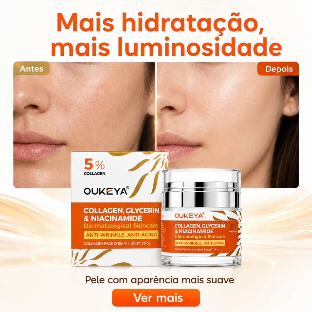 OUKEYA Creme Facial Colágeno ou Retinol Hialurônico Niacinamida Hidrata Firmeza Antissinais 50g