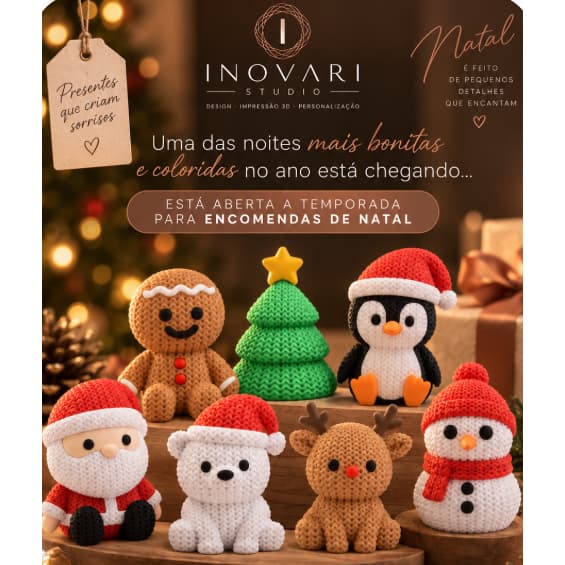Natal kit 2 ou mais peças de Decoração kit com 2, 3, 5 ou 7 peças  Estilo Crochê/Amigurumi 3D