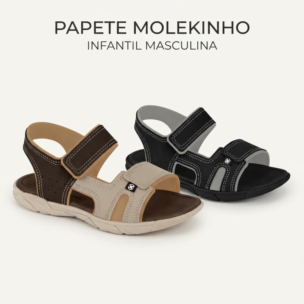 Sandália Molekinho Menino Tratorada Infantil Juvenil Calce Fácil Confortável Original