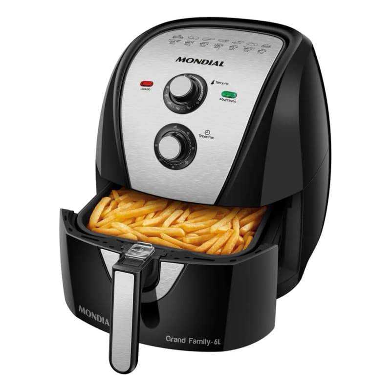 Air Fryer Mondial Fritadeira Elétrica Sem Óleo 1900W Grand Family 6 Litros 127V Fritadeira a Ar Grande Familiar