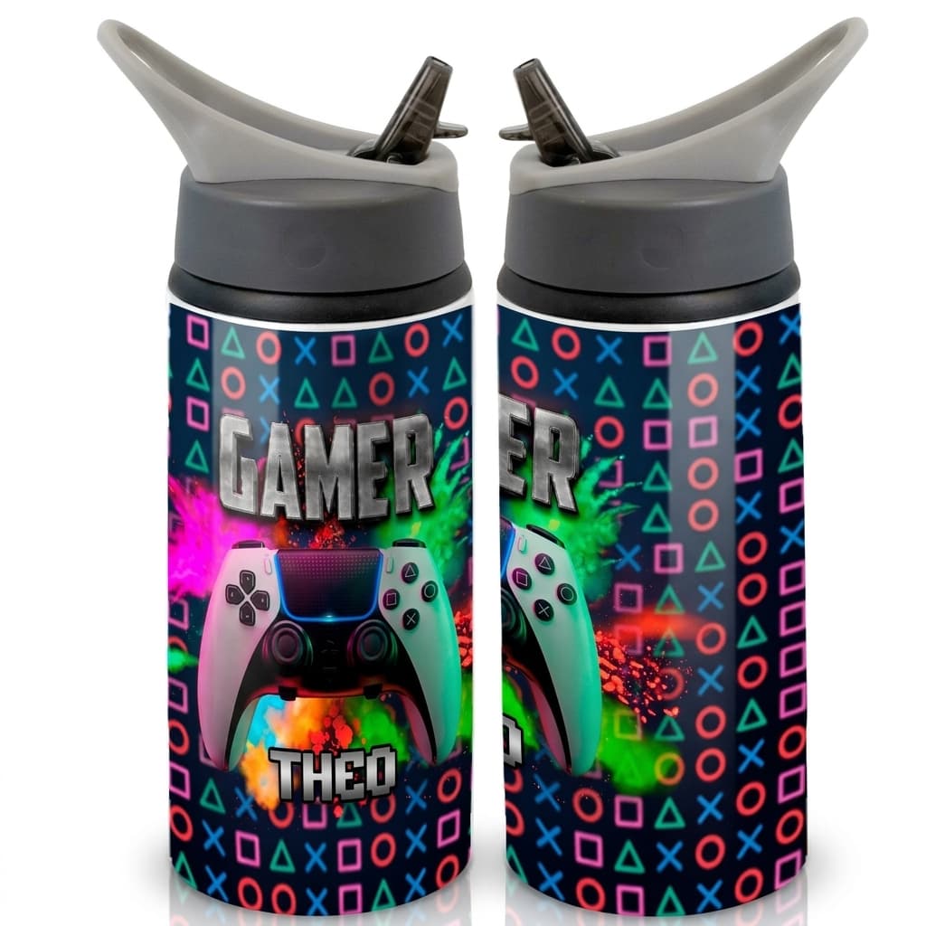 Garrafa Squeeze Controle Gamer Video Game Com Nome