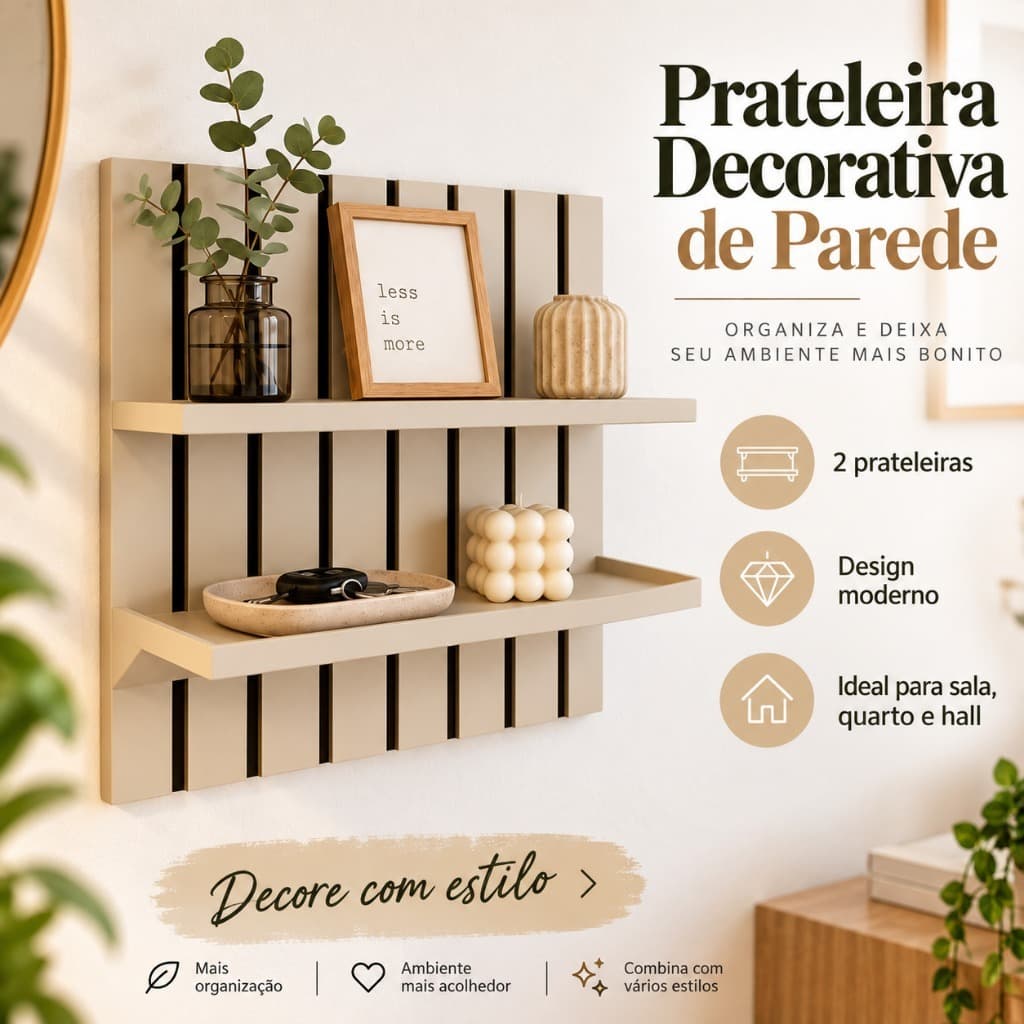 Prateleira Decorativa De Parede Organizador Com Suportes