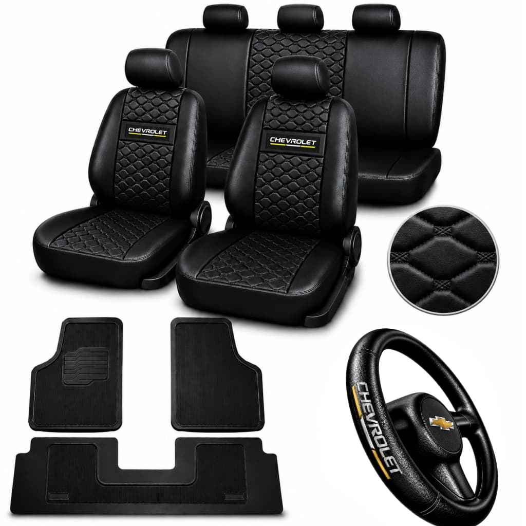 Capa Banco carro AUTOMOTIVO couro Celta Corsa Astra Prisma Onix + tapete + volante