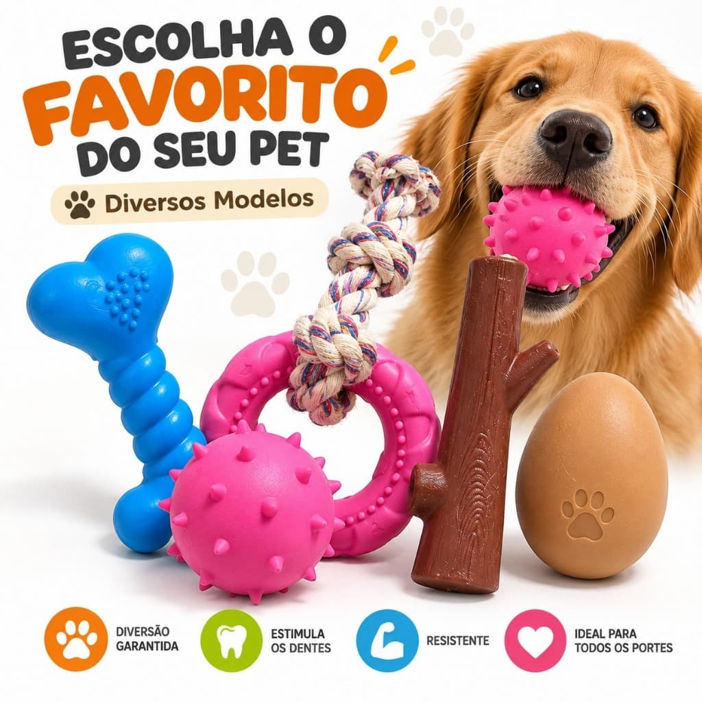 Brinquedo Mordedor Para Cachorro Pet Cães Resistente Bola Osso Corda Graveto Ovinho
