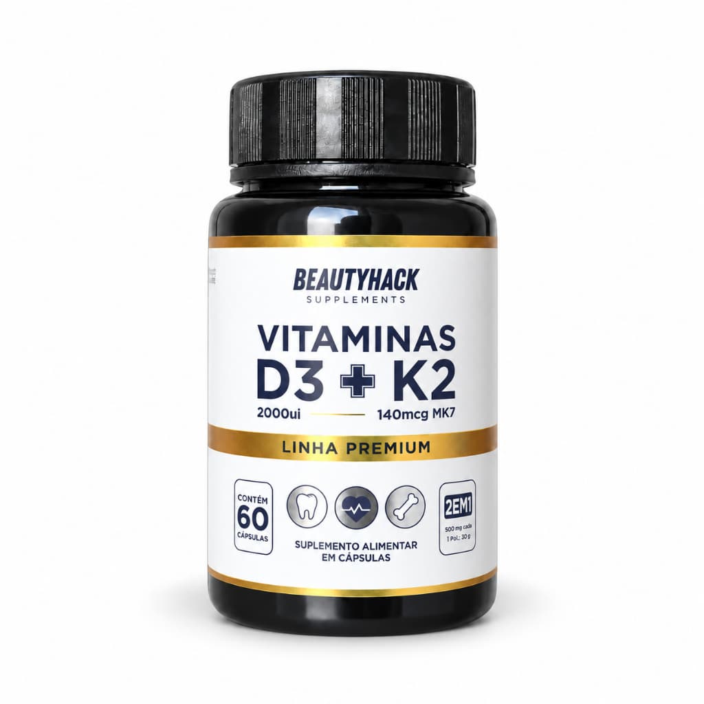 Vitamina D3 2000UI + K2 MK7 140mcg | Maior absorção de cálcio, Suplemento Premium