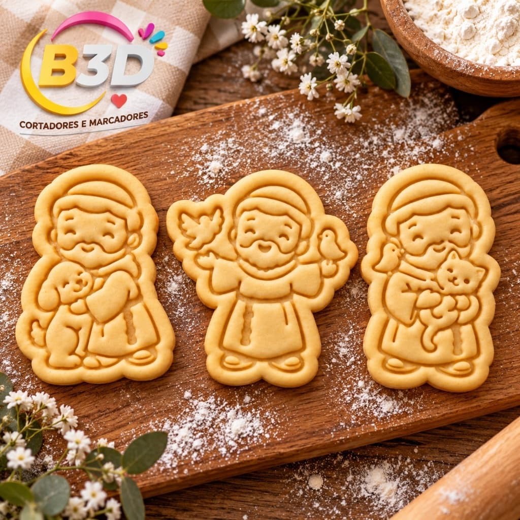Cortador e Marcador São Francisco  - Marcador Pasta Americana Biscuit Cookie Massinha de Modelar