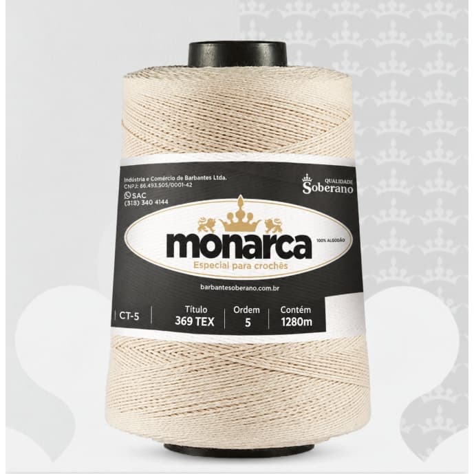 Barbante Monarca Soberano 100% Algodão | Ordem 5 - 1280m | 369 TEX Especial para crochê
