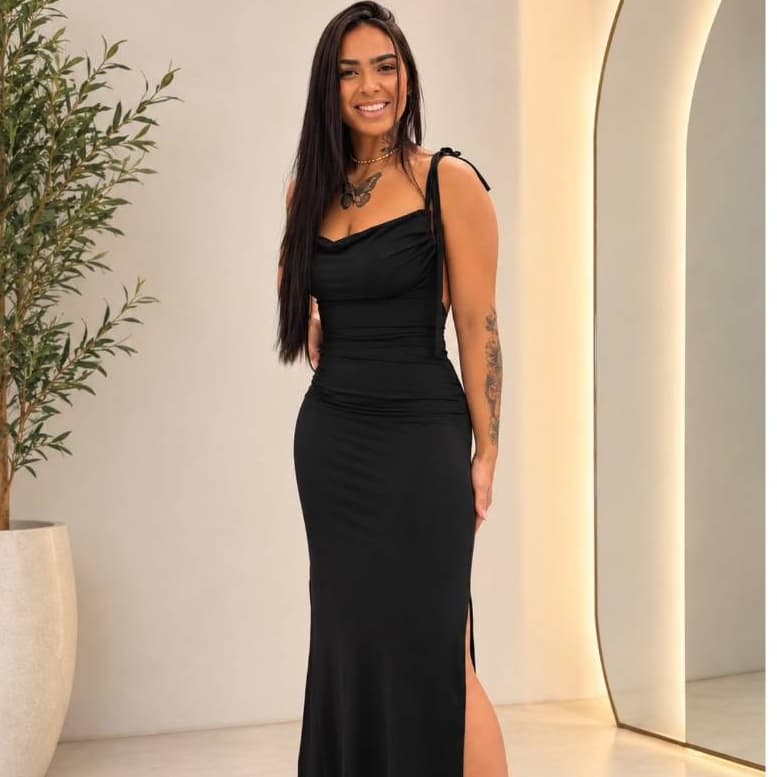 vestido longo vestido suplex fenda lateral costas nuas vestido feminino vestido preto vestido justo,