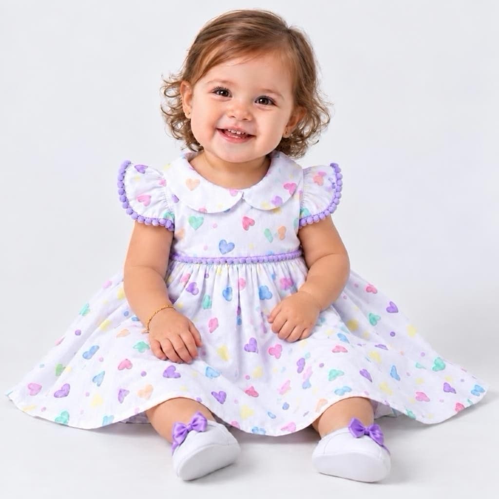 Vestido Bebê Menina Luxo Confortável Alta Qualidade Festa Infantil 100% Algodão - Mundo Nina