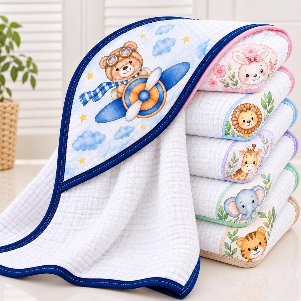 Toalha Bebê Com Capuz 85x85 Soft Fralda 2 Camadas Super Macia Absorvente Toalhão Infantil Recém-Nascido Enxoval conforto