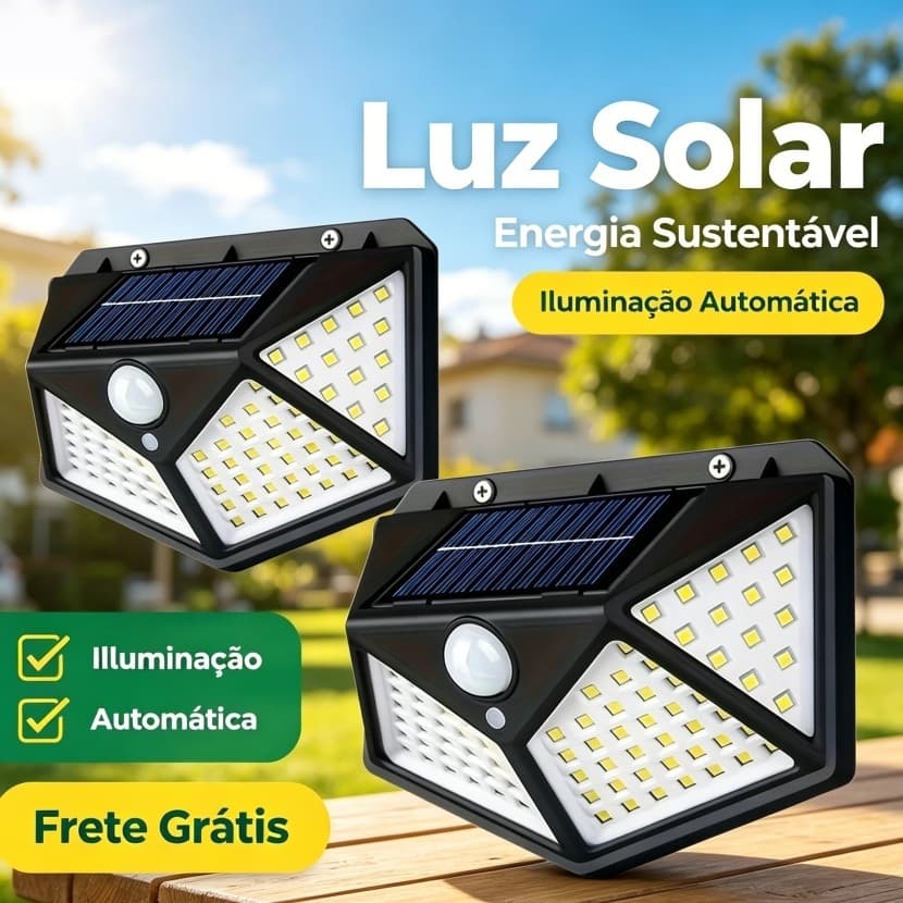 4 unidades Luminária Solar de Parede 100 LED com Sensor de Movimento Casa e Decoração Iluminação
