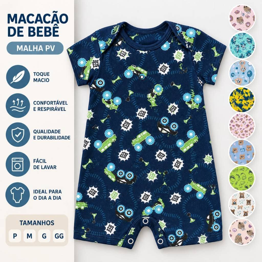 Kit 2 Macacão Roupa De Bebê Body Menina Menino Animado Estampado