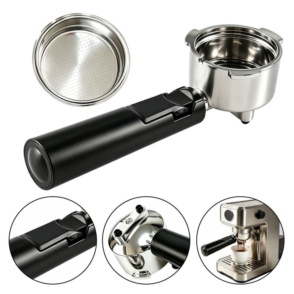 Porta-Filtro para Cafeteira Expresso, Escolha Com ou Sem Fundo, Cesto de Filtro em Aço Inox, Design Removível