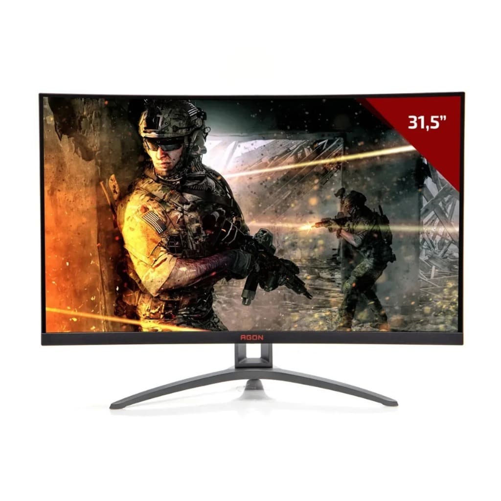 Monitor Gamer Curvo AOC Agon 31.5", Full HD, 165Hz, 1ms, DisplayPort e HDMI, FreeSync Preto - AG323FCXE (CAIXA ABERTA)