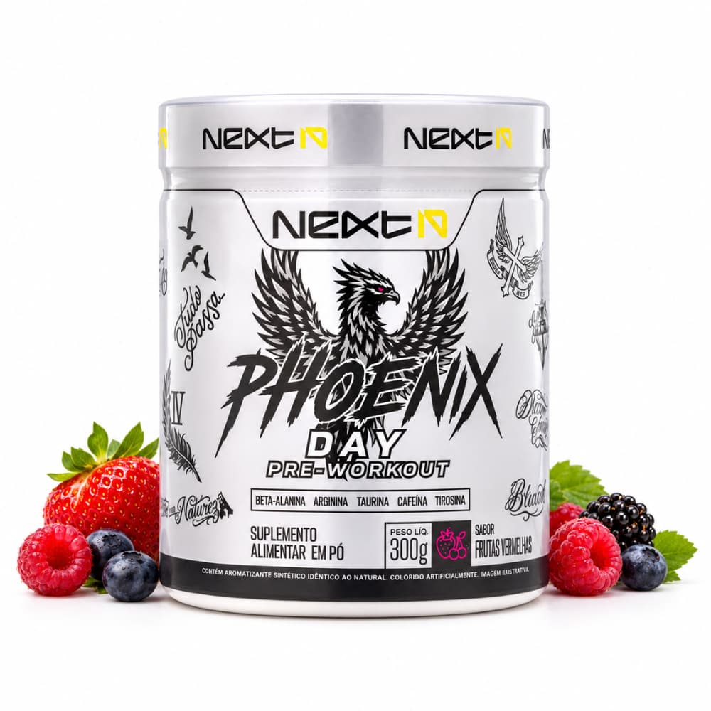 Pré-Treino Next10 Phoenix Day Frutas Vermelhas 300 g — Suplemento Alimentar em Pó