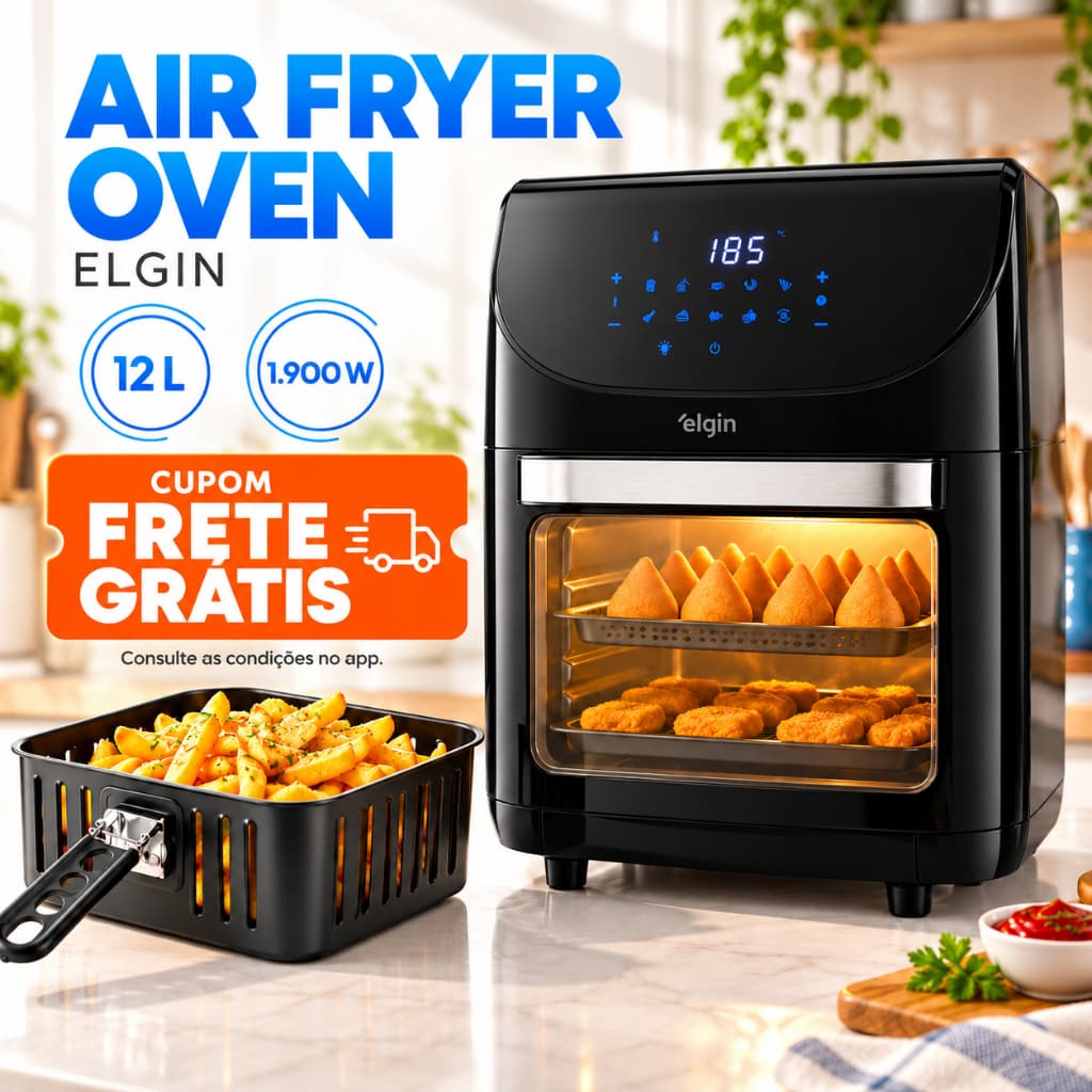 Fritadeira Air Fryer Family Oven Fry Elgin 12 Litros 1900W