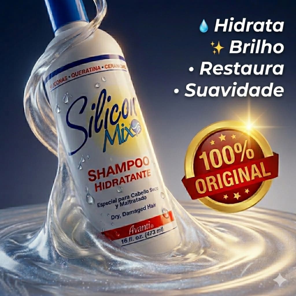 Shampoo Hidratante 473 ML - Hidrata - Restaura - Brilho - Suavidade Silicon Mix Cabelo